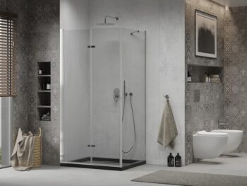 MEXEN/S - Lima sprchový kút zalamovacie dvere 120 x 90, transparent, chróm + Flat čierna vanička so sifónom 856-120-090-01-00-4070