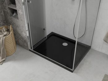 MEXEN/S - Lima sprchový kút zalamovacie dvere 120 x 90, transparent, chróm + Flat čierna vanička so sifónom 856-120-090-01-00-4070