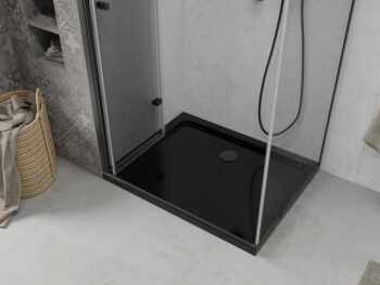 MEXEN/S - Lima sprchový kút zalamovacie dvere 90 x 100, transparent, čierny + Flat čierna vanička so sifónom 856-090-100-70-00-4070B