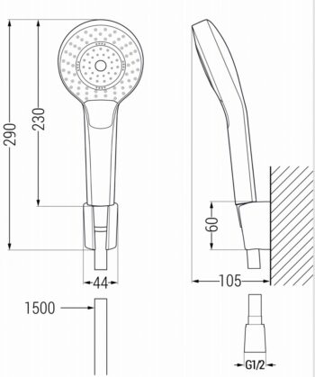 MEXEN/S - Milo R05 vaňová batéria s príslušenstvom, chróm 7133R05-00
