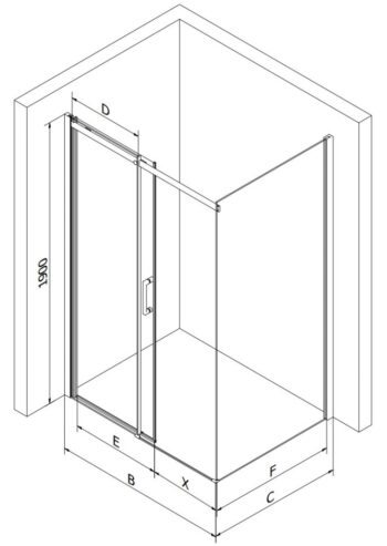 MEXEN/S - OMEGA sprchovací kút 110x100, transparent, čierna 825-110-100-70-00