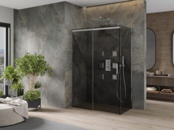 MEXEN/S - OMEGA sprchovací kút 130x70, grafit, chróm 825-130-070-01-40