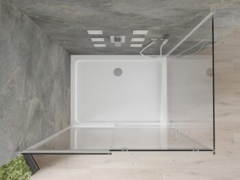 MEXEN/S - Omega obdĺžnikový sprchový kút 130x90, transparent, chróm + vanička 825-130-090-01-00-4010