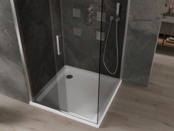 MEXEN/S - Omega sprchovací kút 100 x 100, grafit, chróm + vanička vrátane sifónu 825-100-100-01-40-4010