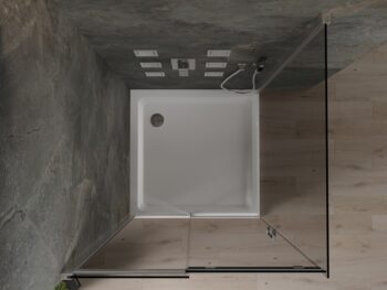 MEXEN/S - Omega sprchovací kút 100 x 100, grafit, chróm + vanička vrátane sifónu 825-100-100-01-40-4010
