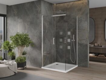MEXEN/S - Omega sprchovací kút 100x100, číre sklo, posuv, chróm + vanička 825-100-100-01-00-4010