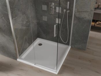 MEXEN/S - Omega sprchovací kút 100x100, číre sklo, posuv, chróm + vanička 825-100-100-01-00-4010