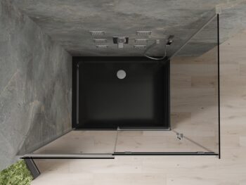 MEXEN/S - Omega sprchovací kút 100x80, grafit, chróm + čierna vanička so sifónom 825-100-080-01-40-4070