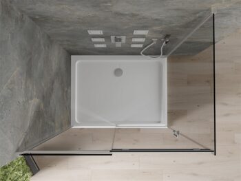 MEXEN/S - Omega sprchovací kút 120 x 90, grafit, chróm + vanička so sifónom 825-120-090-01-40-4010