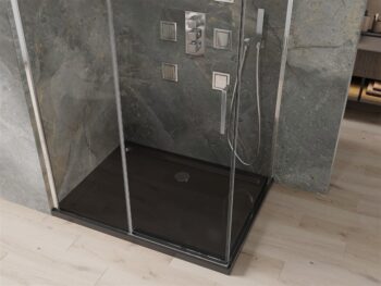 MEXEN/S - Omega sprchovací kút 120x80, transparent, chróm + čierna vanička so sifónom 825-120-080-01-00-4070