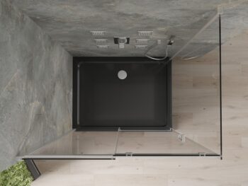 MEXEN/S - Omega sprchovací kút 120x80, transparent, chróm + čierna vanička so sifónom 825-120-080-01-00-4070