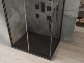 MEXEN/S - Omega sprchovací kút 120x80, transparent, čierna + čierna vanička so sifónom 825-120-080-70-00-4070B