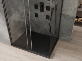MEXEN/S - Omega sprchovací kút 120x80, transparent, čierna + čierna vanička so sifónom 825-120-080-70-00-4070B
