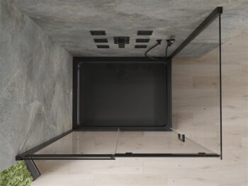 MEXEN/S - Omega sprchovací kút 120x90, transparent, čierna + čierna vanička so sifónom 825-120-090-70-00-4070B