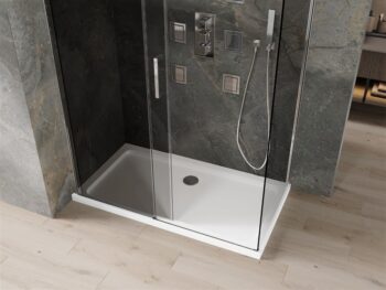 MEXEN/S - Omega sprchovací kút 140 x 80, grafit, chróm + vanička vrátane sifónu 825-140-080-01-40-4010
