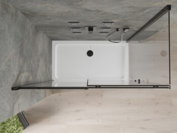MEXEN/S - Omega sprchovací kút 140x80, transparent, čierna + biela vanička so sifónom 825-140-080-70-00-4010B