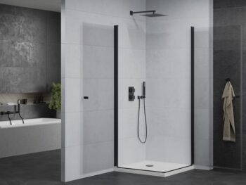 MEXEN/S - PRETORIA duo sprchovací kút 70 x 70, transparent, čierny + vanička vrátane sifónu 852-070-070-70-02-4010B