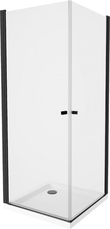 MEXEN/S - PRETORIA duo sprchovací kút 70 x 70, transparent, čierny + vanička vrátane sifónu 852-070-070-70-02-4010B