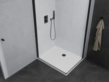 MEXEN/S - PRETORIA duo sprchovací kút 80 x 70, transparent, čierny + vanička vrátane sifónu 852-080-070-70-02-4010B