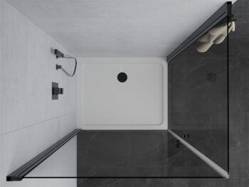 MEXEN/S - PRETORIA duo sprchovací kút 80 x 70, transparent, čierny + vanička vrátane sifónu 852-080-070-70-02-4010B