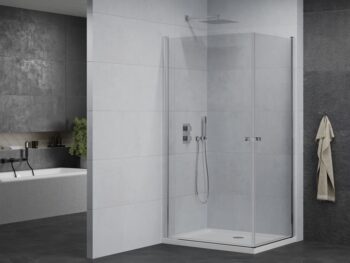 MEXEN/S - PRETORIA duo sprchovací kút 90 x 80, transparent, chróm + vanička vrátane sifónu 852-090-080-01-02-4010