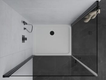 MEXEN/S - PRETORIA duo sprchovací kút 90 x 80, transparent, čierny + vanička vrátane sifónu 852-090-080-70-02-4010B