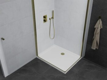 MEXEN/S - PRETORIA duo sprchovací kút 90 x 80, transparent, zlatá + vanička vrátane sifónu 852-090-080-50-02-4010G