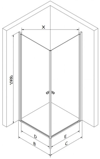 MEXEN/S - PRETORIA duo sprchovací kút 90 x 90, transparent, chróm + vanička vrátane sifónu 852-090-090-01-02-4010