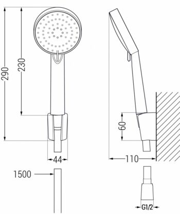 MEXEN/S - Pecos R75 vaňová batéria so sprchovou súpravou, chróm 7273R75-00