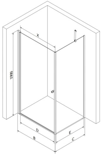 MEXEN/S - Pretoria obdĺžnikový sprchovací kút 90x80, transparent, zlatý + vanička 852-090-080-50-00-4010