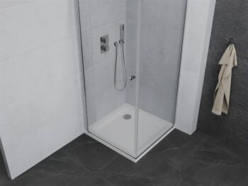 MEXEN/S - Pretoria otváracia sprchovací kút 90x90, sklo transparent, chrom + vanička 852-090-090-01-00-4010