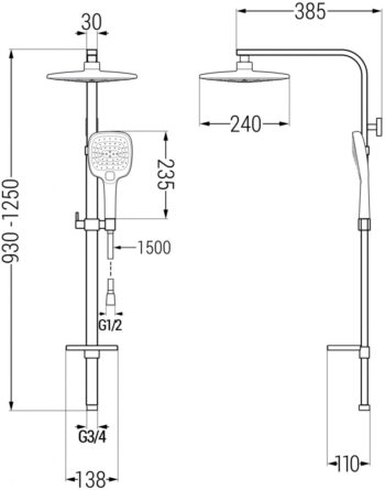 MEXEN/S - Q17 chróm sprchový stĺp 798171795-00