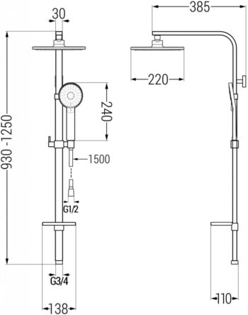 MEXEN/S - Q40 chróm sprchový stĺp 798404095-00