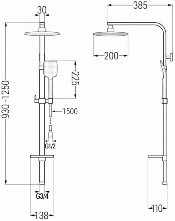 MEXEN/S - Q62 chróm sprchový stĺp 798626295-00