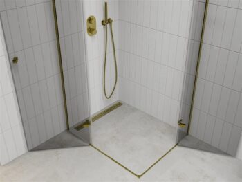 MEXEN/S - ROMA sprchovací kút 100x90, transparent, zlatá 854-100-090-50-00-02