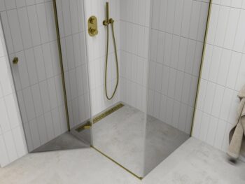 MEXEN/S - ROMA sprchovací kút 90x80, transparent, zlatá 854-090-080-50-00