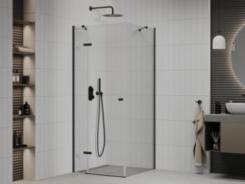 MEXEN/S - ROMA sprchovací kút 90x90, transparent, čierna 854-090-090-70-00