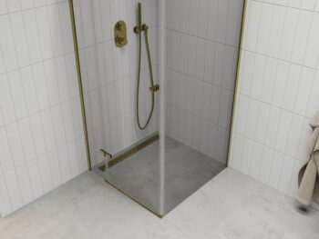 MEXEN/S - ROMA sprchovací kút 90x90, transparent, zlatá 854-090-090-50-00