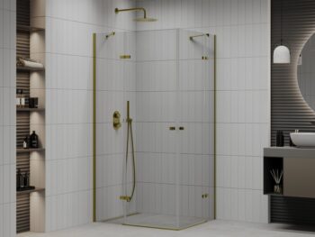 MEXEN/S - ROMA sprchovací kút 90x90, transparent, zlato 854-090-080-50-00-02