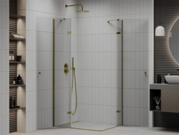 MEXEN/S - ROMA sprchovací kút 90x90, transparent, zlato 854-090-080-50-00-02