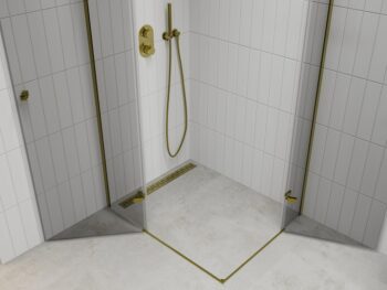 MEXEN/S - ROMA sprchovací kút 90x90, transparent, zlato 854-090-080-50-00-02