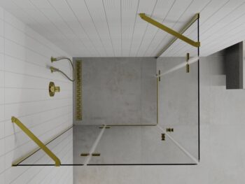 MEXEN/S - ROMA sprchovací kút 90x90, transparent, zlato 854-090-080-50-00-02