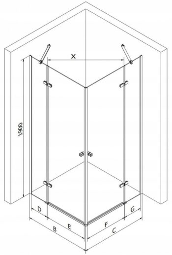 MEXEN/S - ROMA sprchovací kút 90x90, transparent, zlato 854-090-080-50-00-02