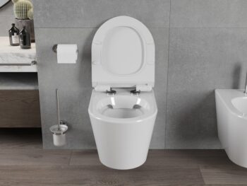 MEXEN/S - Rico Závesná WC misa Rimless vrátane sedátka s slow-slim, Duroplast, biela 30720100