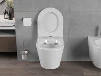 MEXEN/S - Rico Závesná WC misa Rimless vrátane sedátka s slow-slim, Duroplast, biela 30720300