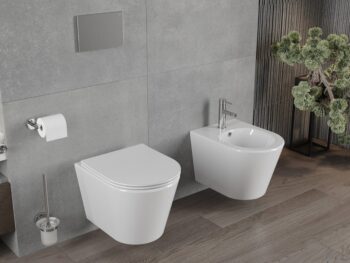 MEXEN/S - Rico Závesná WC misa Rimless vrátane sedátka s slow-slim, Duroplast, biela 30720400