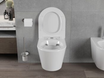 MEXEN/S - Rico Závesná WC misa Rimless vrátane sedátka s slow-slim, Duroplast, biela 30720400