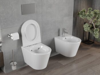 MEXEN/S - Rico Závesná WC misa Rimless vrátane sedátka s slow-slim, Duroplast, biela - 30720500 30720500