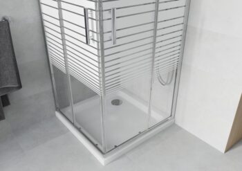 MEXEN/S - Rio Sprchovací kút štvorcový 70x70, transparent / dekor, chróm + vanička so sifónom 860-070-070-01-20-4010