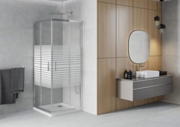MEXEN/S - Rio Sprchovací kút štvorcový 80x80, transparent / dekor, chróm + vanička so sifónom 860-080-080-01-20-4010